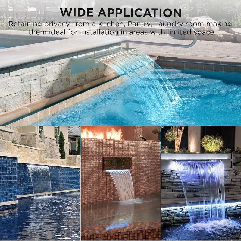 Kfpmx Acrylic Pool Fountain Waterfall with LED Lights - 11.8" LED Strip Remote Control with 18 Colors, Smooth Water Flow & Cascade Blade, Easy Installation for Outdoor, Garden, Patio & Ponds - Image 3